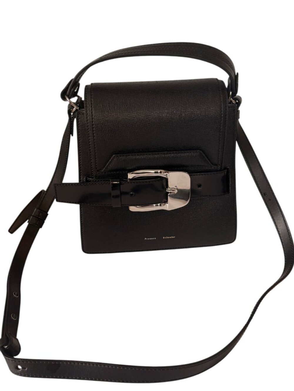 PROENZA SCHOULER Calfskin Buckle Trapeze Bag, Black, "Quiet Luxury" - Picture 3 of 7
